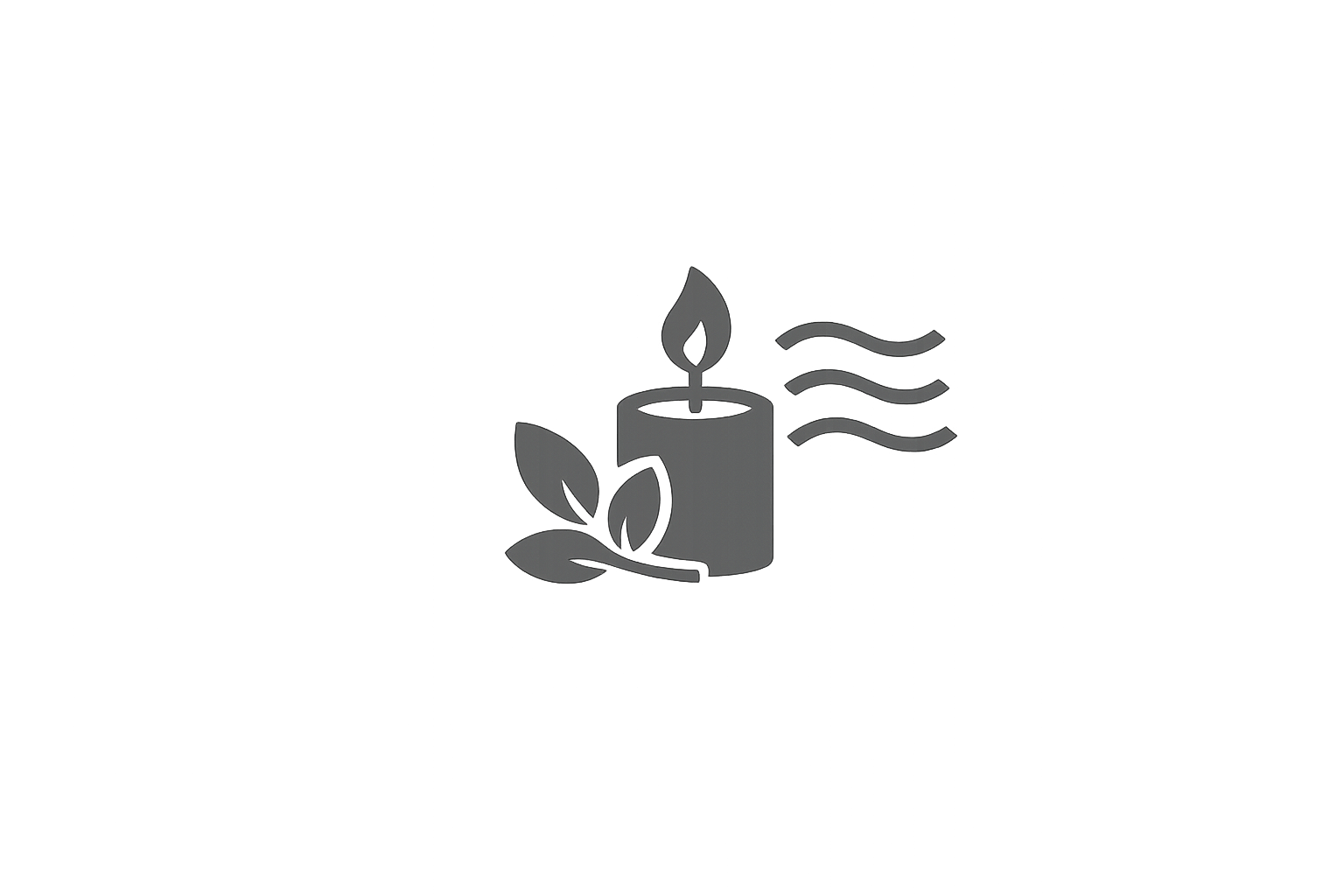 Icon of a candle with leaves and a wavy line, likely representing Tradexx's atmosphere conditions when choosing kilim rugs for spaces.