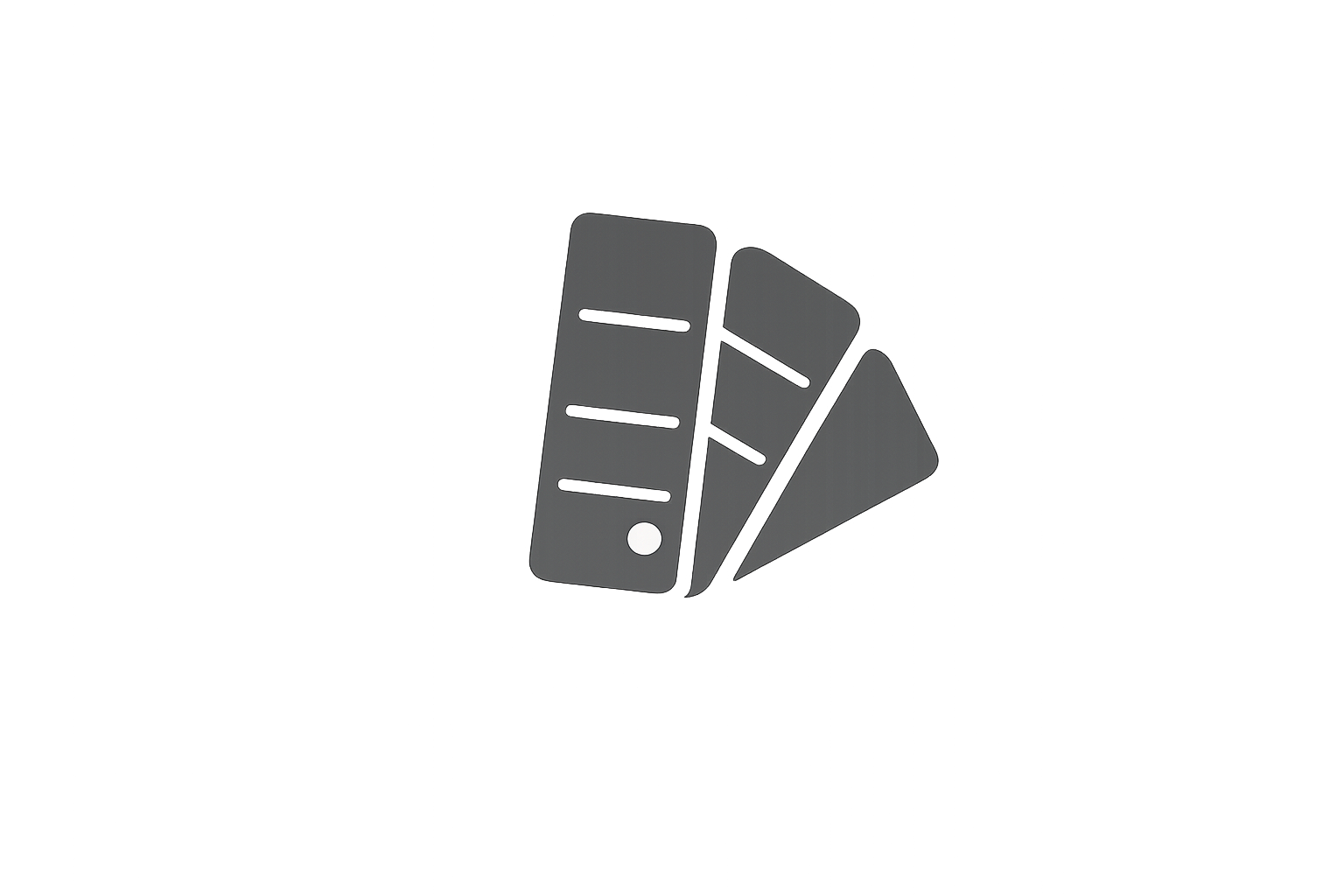 Gray icon of a paint swatch on a transparent background showcasing Tradexx's color expertise.
